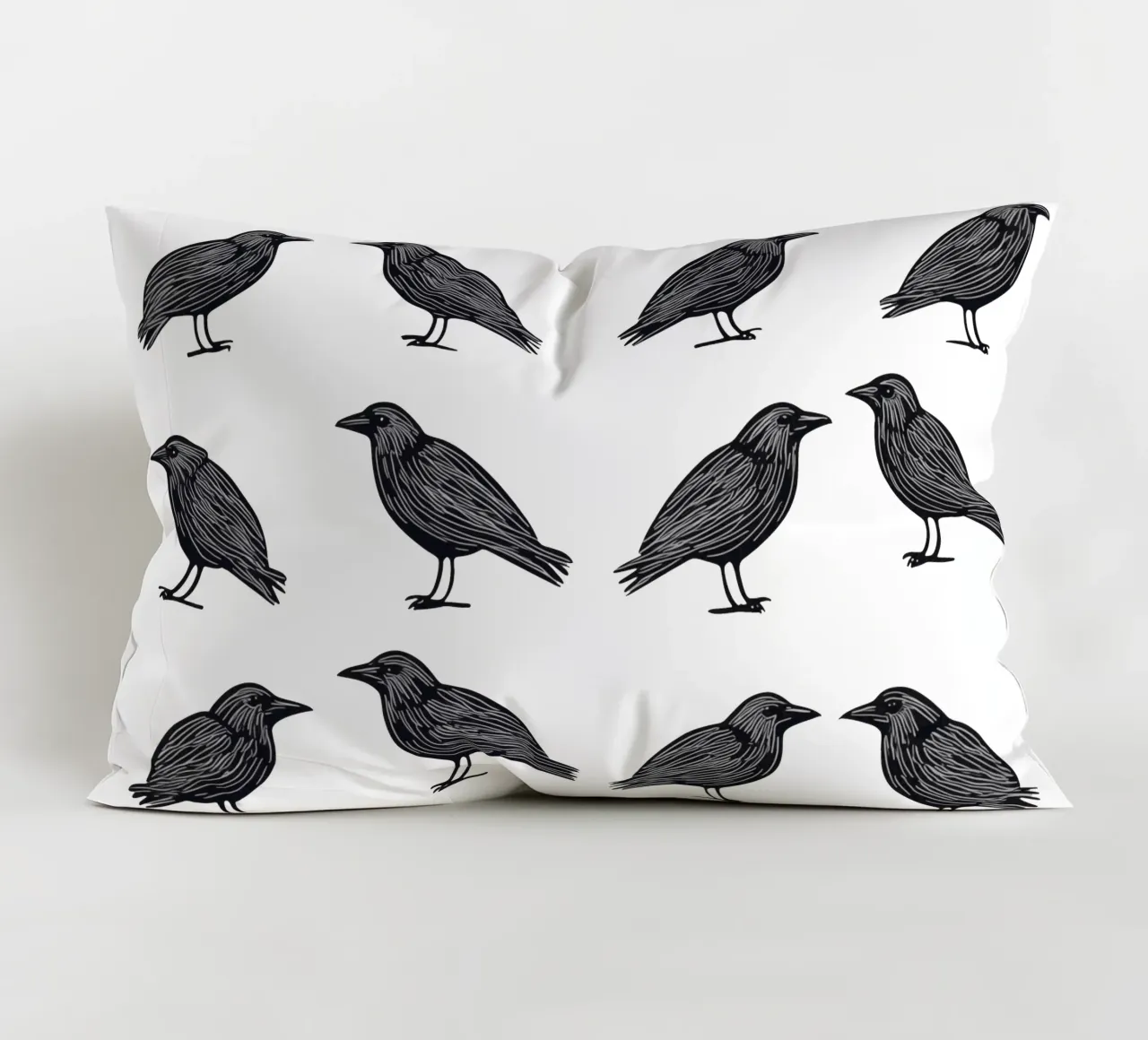 Design minimalista di uccelli in bianco e nero cuscino da Autofocus