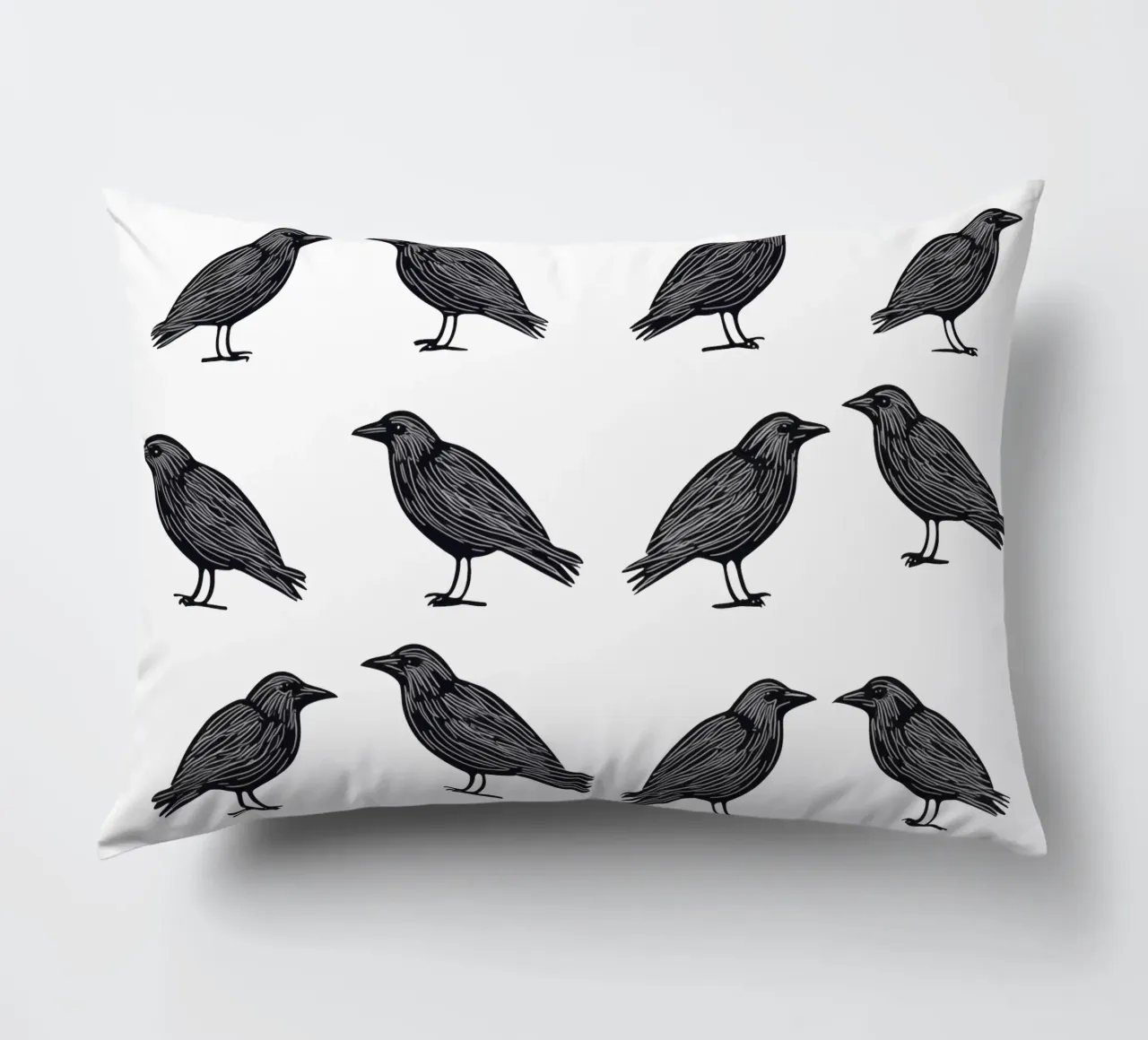 Design minimalista di uccelli in bianco e nero cuscino da Autofocus