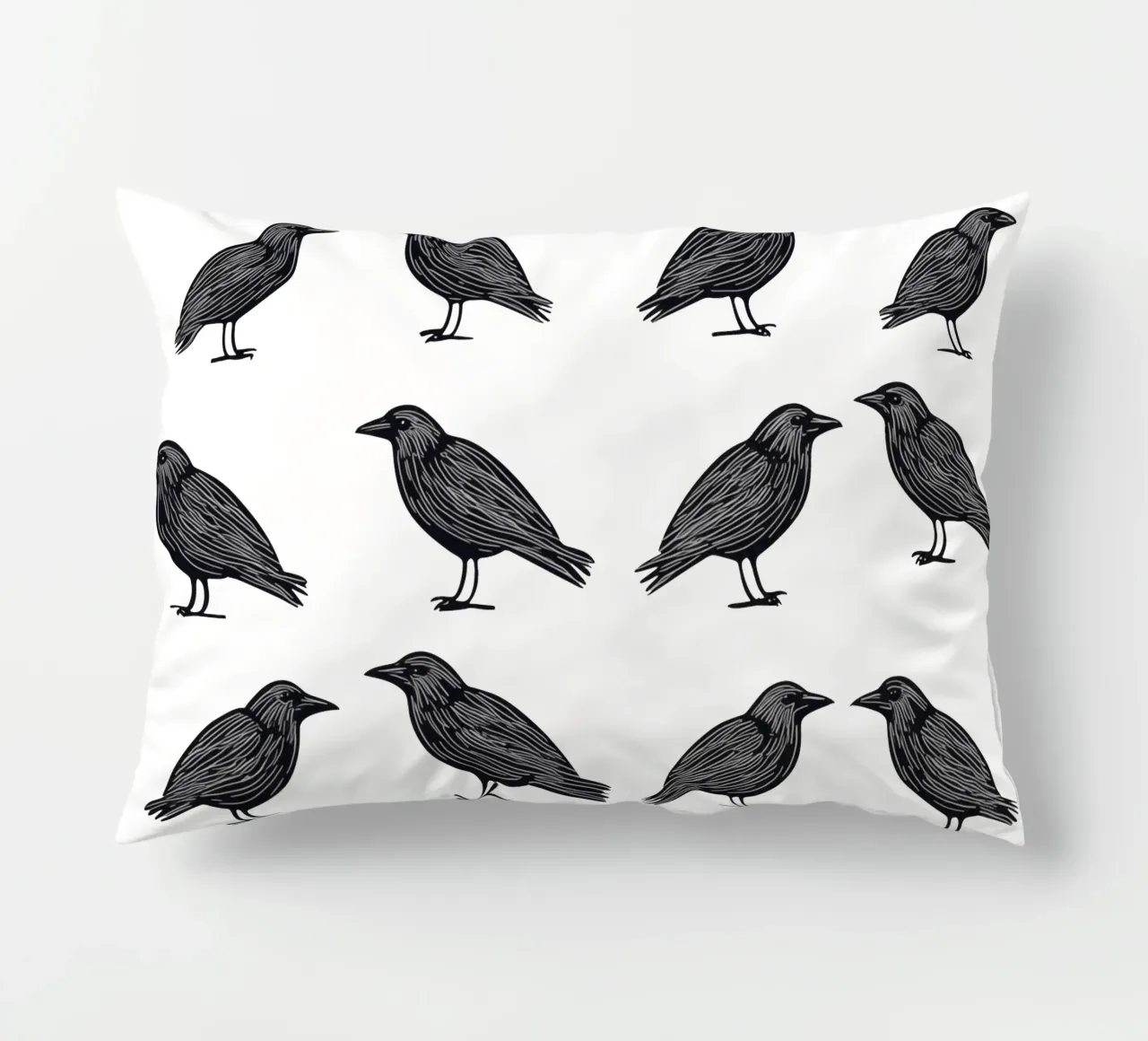 Design minimalista di uccelli in bianco e nero cuscino da Autofocus