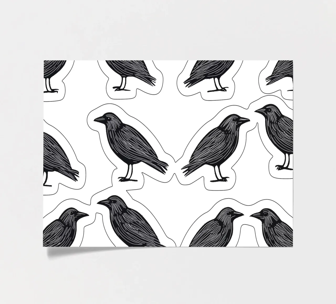 Design minimalista di uccelli in bianco e nero foglio adesivo da Autofocus