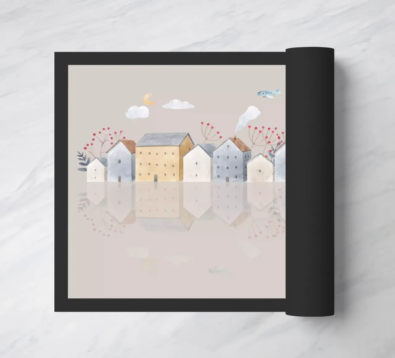 Paesaggio da sogno di una piccola città zerbino da Doodle Dreams Art