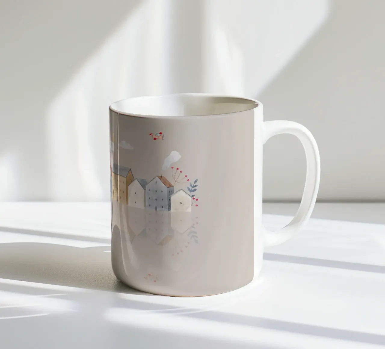 Paesaggio da sogno di una piccola città tazza in ceramica da Doodle Dreams Art