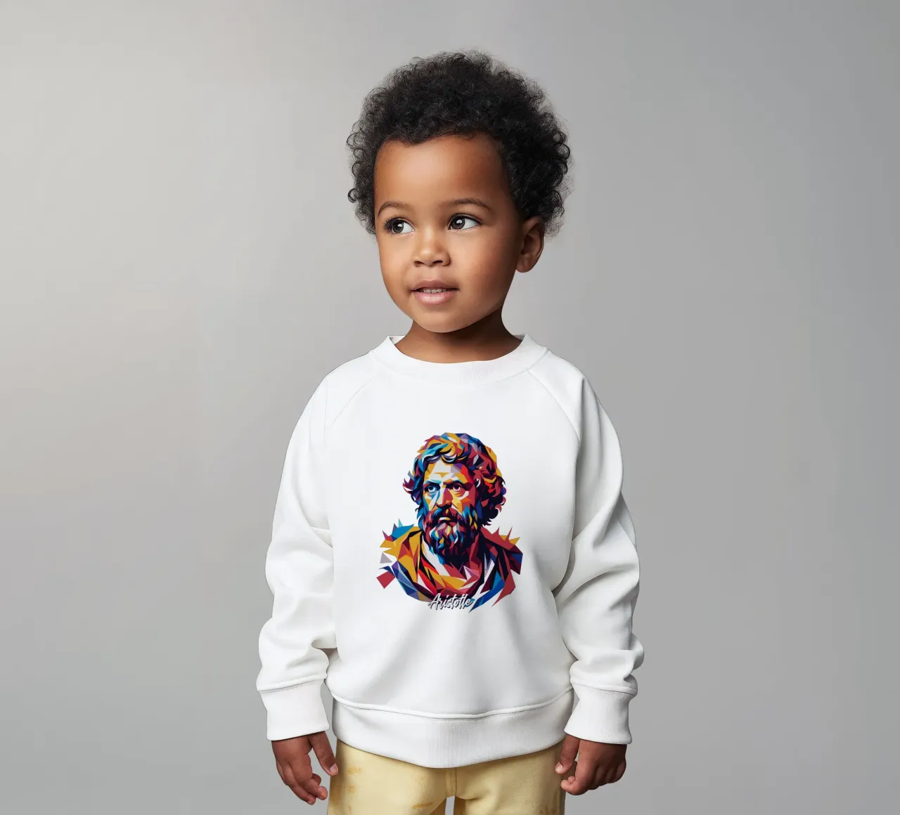 Aristotle WPAP Pop ARt baby sweatshirt van vectorartnesia