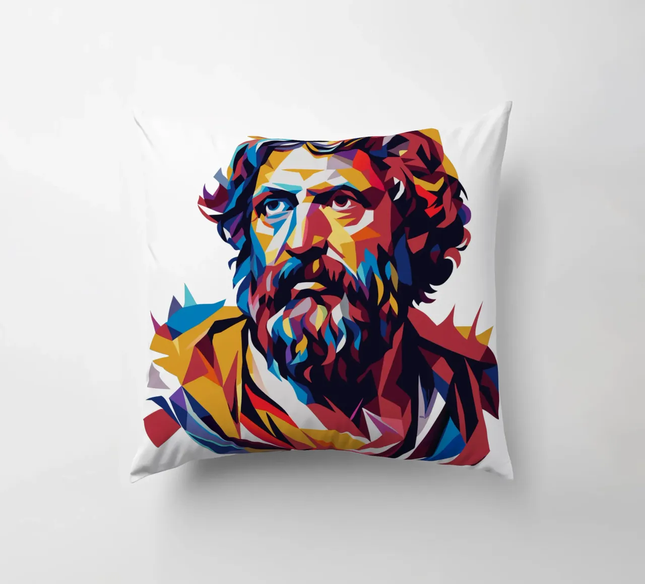 Aristotle WPAP Pop ARt cuscino da vectorartnesia