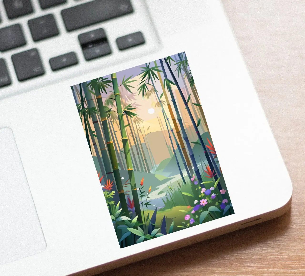 Bamboo Sunset Serenity sticker by Artistic-shop