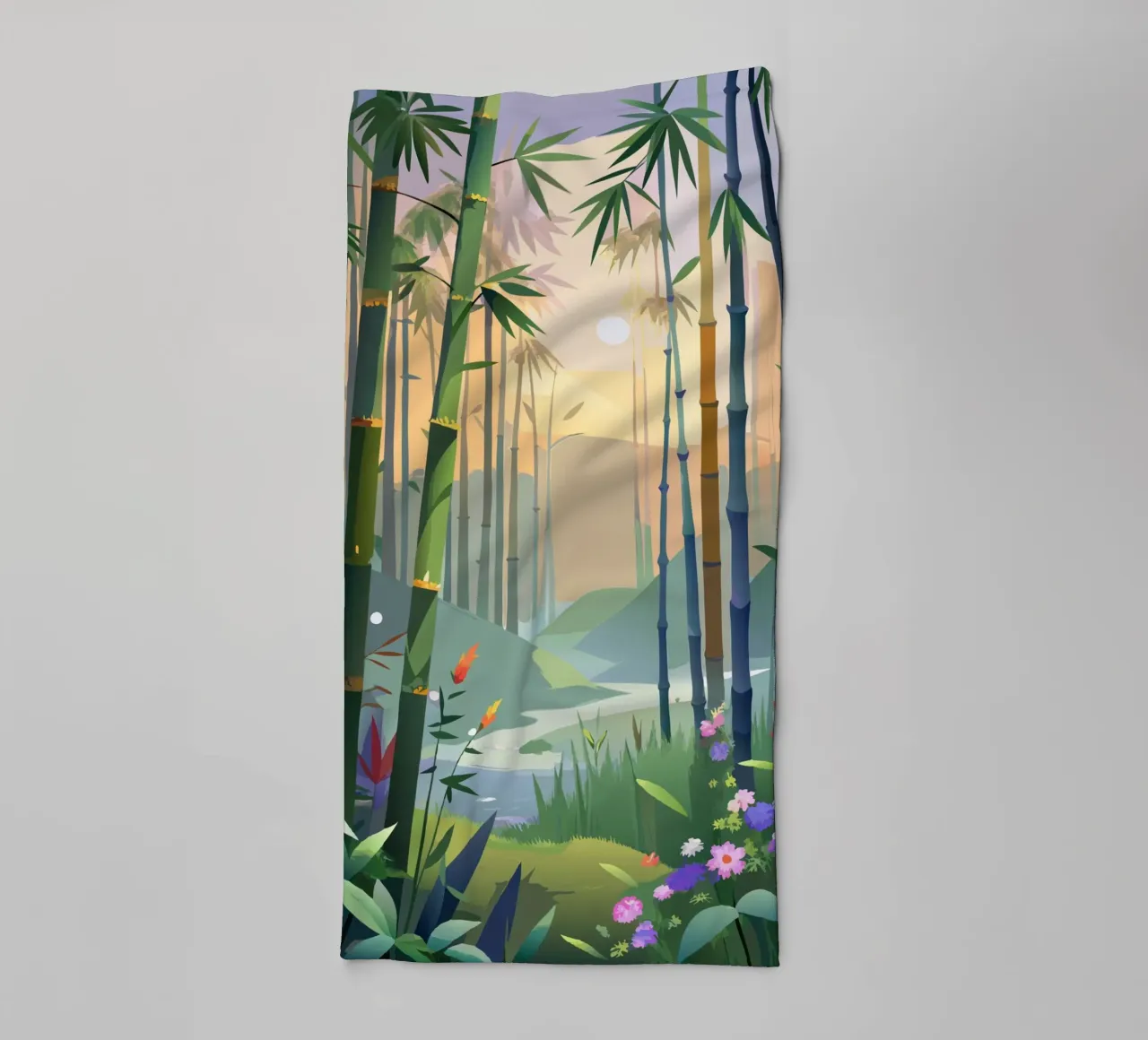 Bamboe Zonsondergang Serenity badhanddoek van Artistic-shop