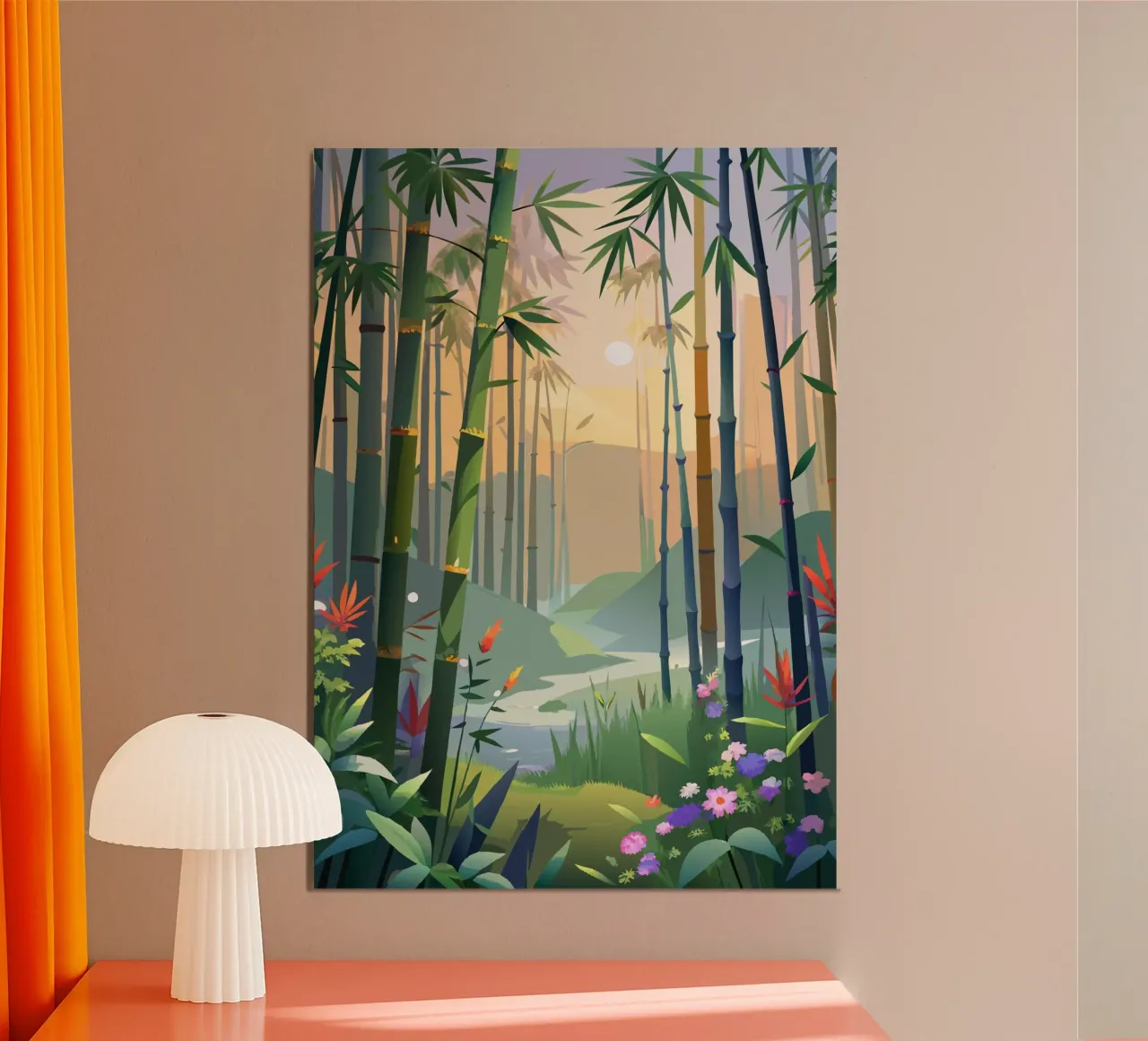 Bamboe Zonsondergang Serenity poster van Artistic-shop