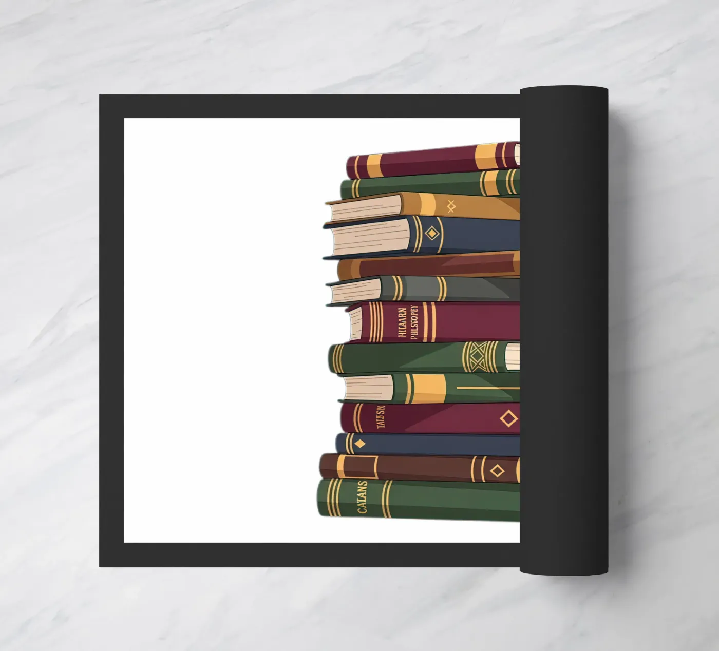 Leather-Bound Books Stack doormat by FlatPrint Studio