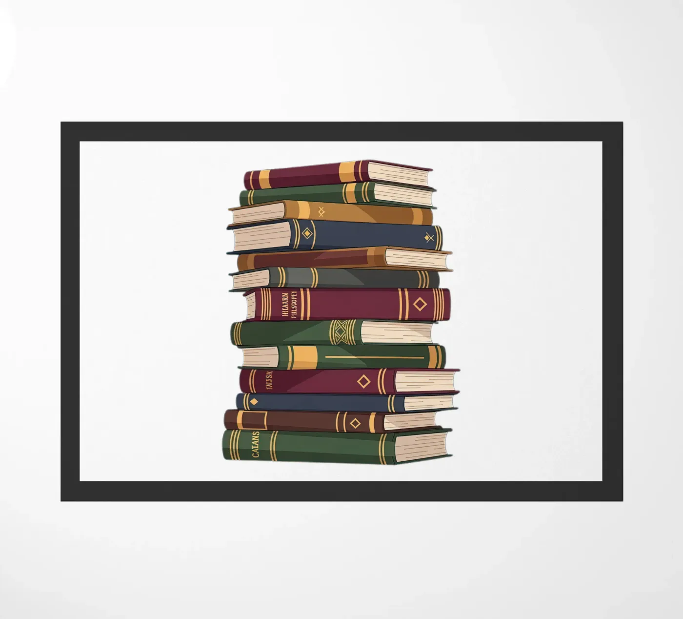 Leather-Bound Books Stack doormat by FlatPrint Studio
