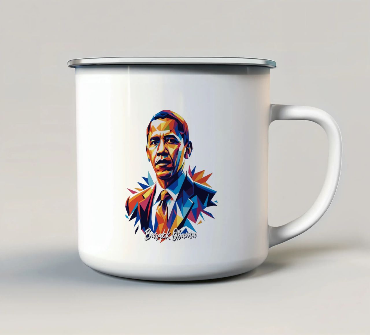 Barack Obama WPAP Pop Art tazza in smalto da vectorartnesia