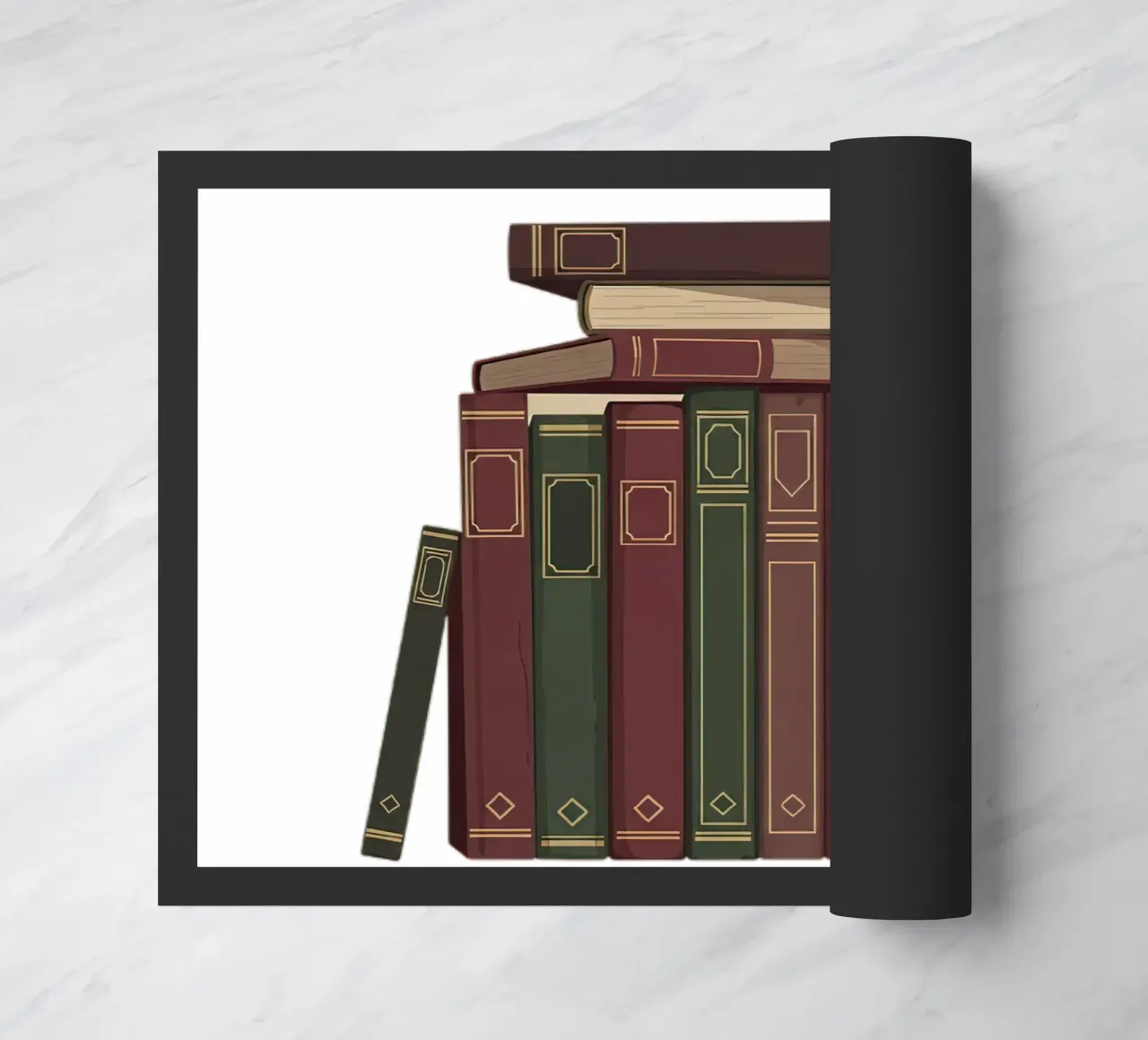 Leather-Bound Books Stack doormat by FlatPrint Studio