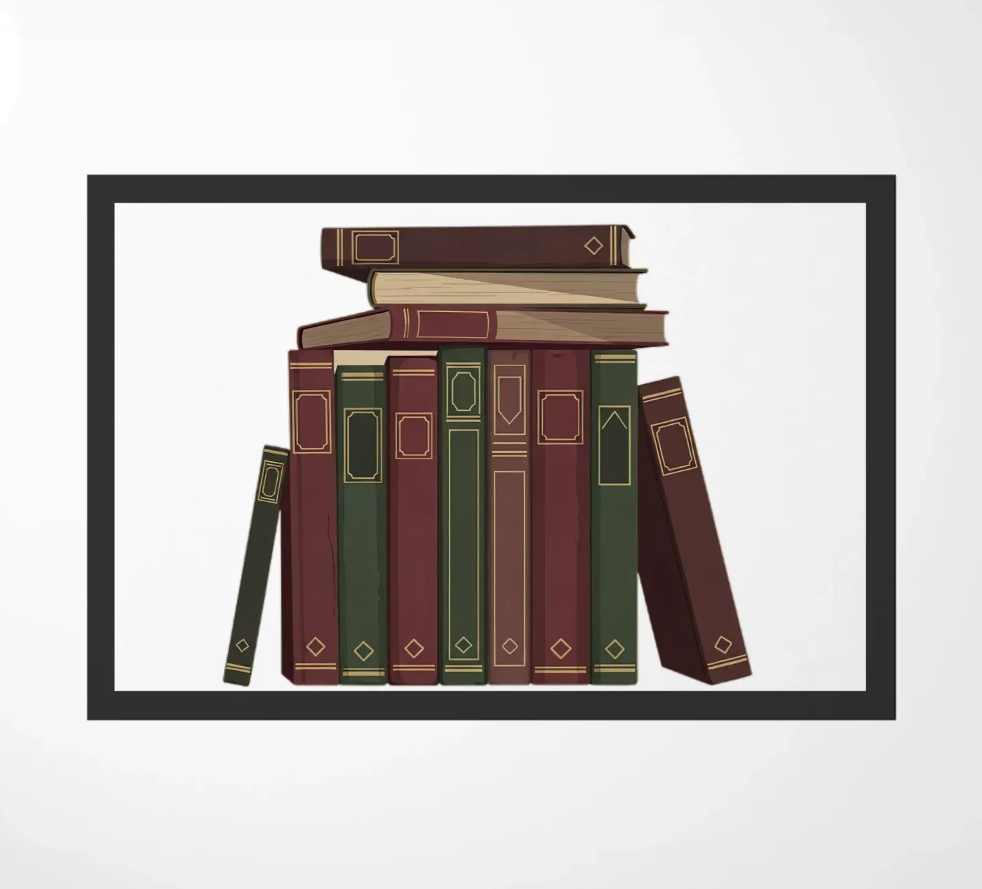 Leather-Bound Books Stack doormat by FlatPrint Studio