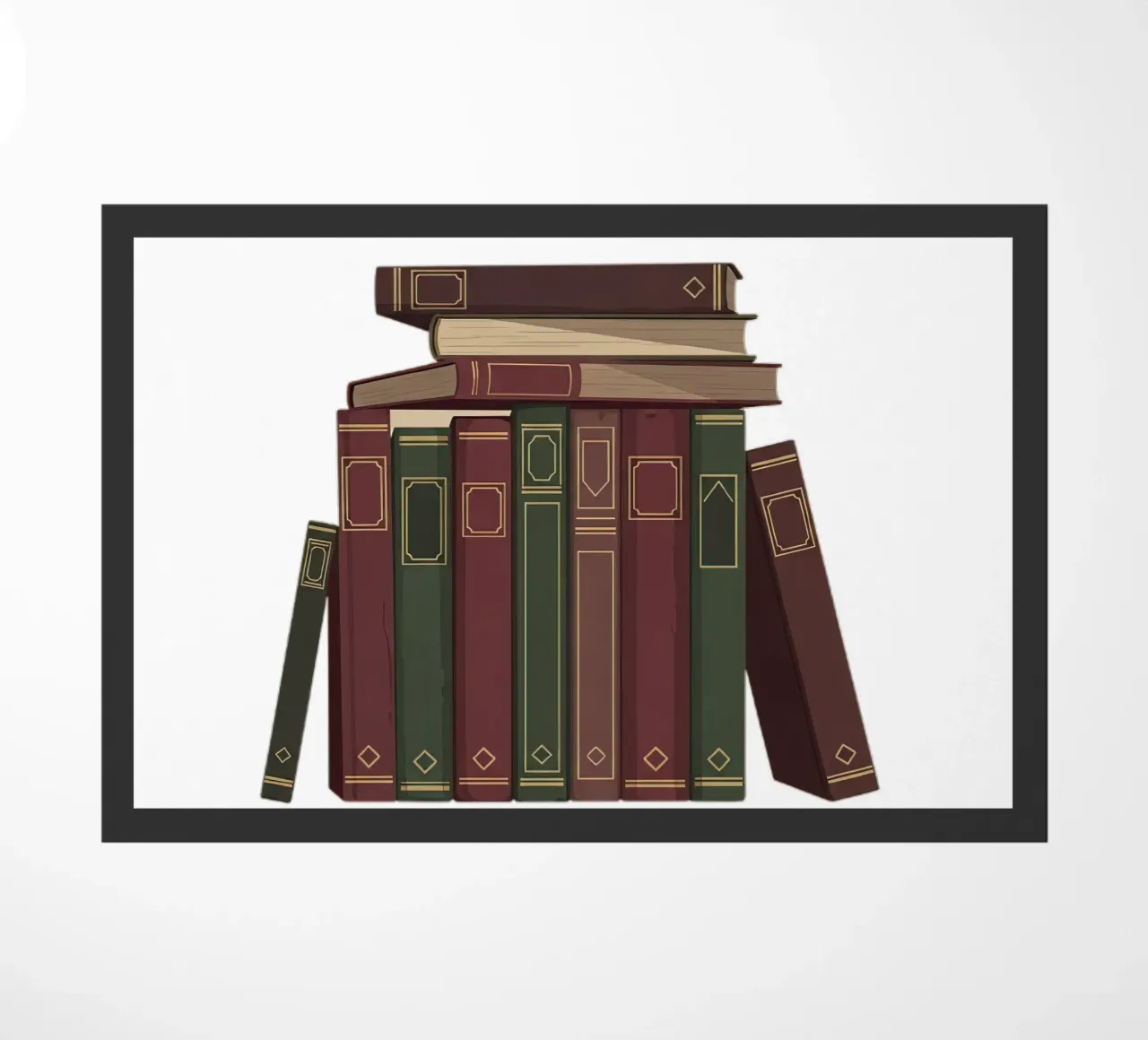 Leather-Bound Books Stack doormat by FlatPrint Studio