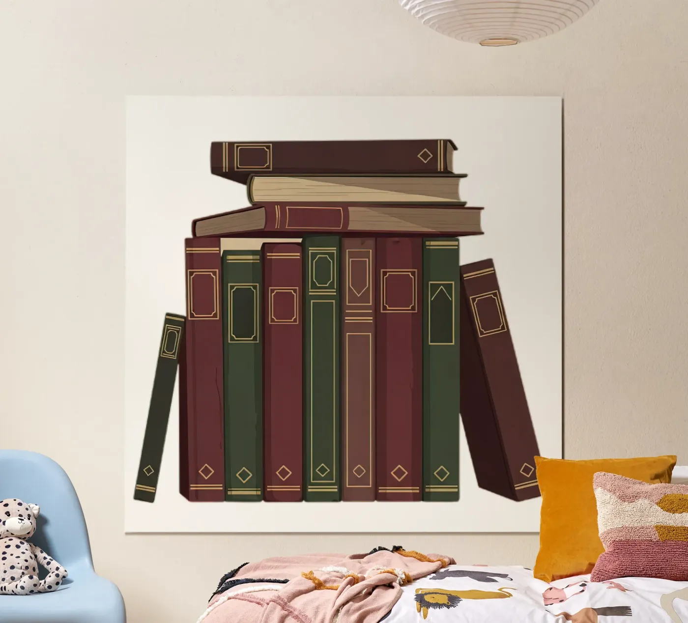 Leather-Bound Books Stack poster by FlatPrint Studio