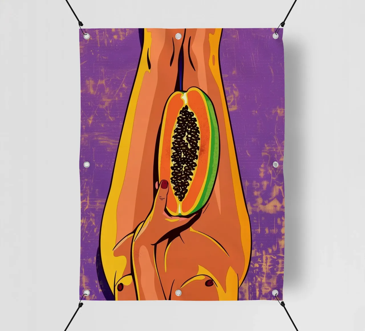 Gambe di donna con papaya telo in pvc da Autofocus