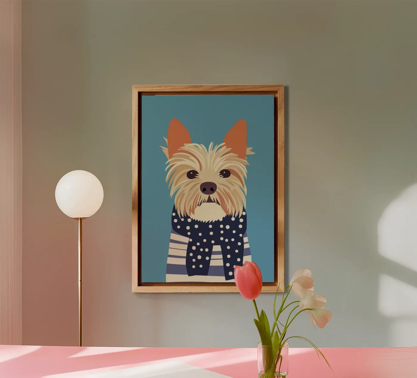 Dog with scarf Alu-Dibond von Little Art Lab