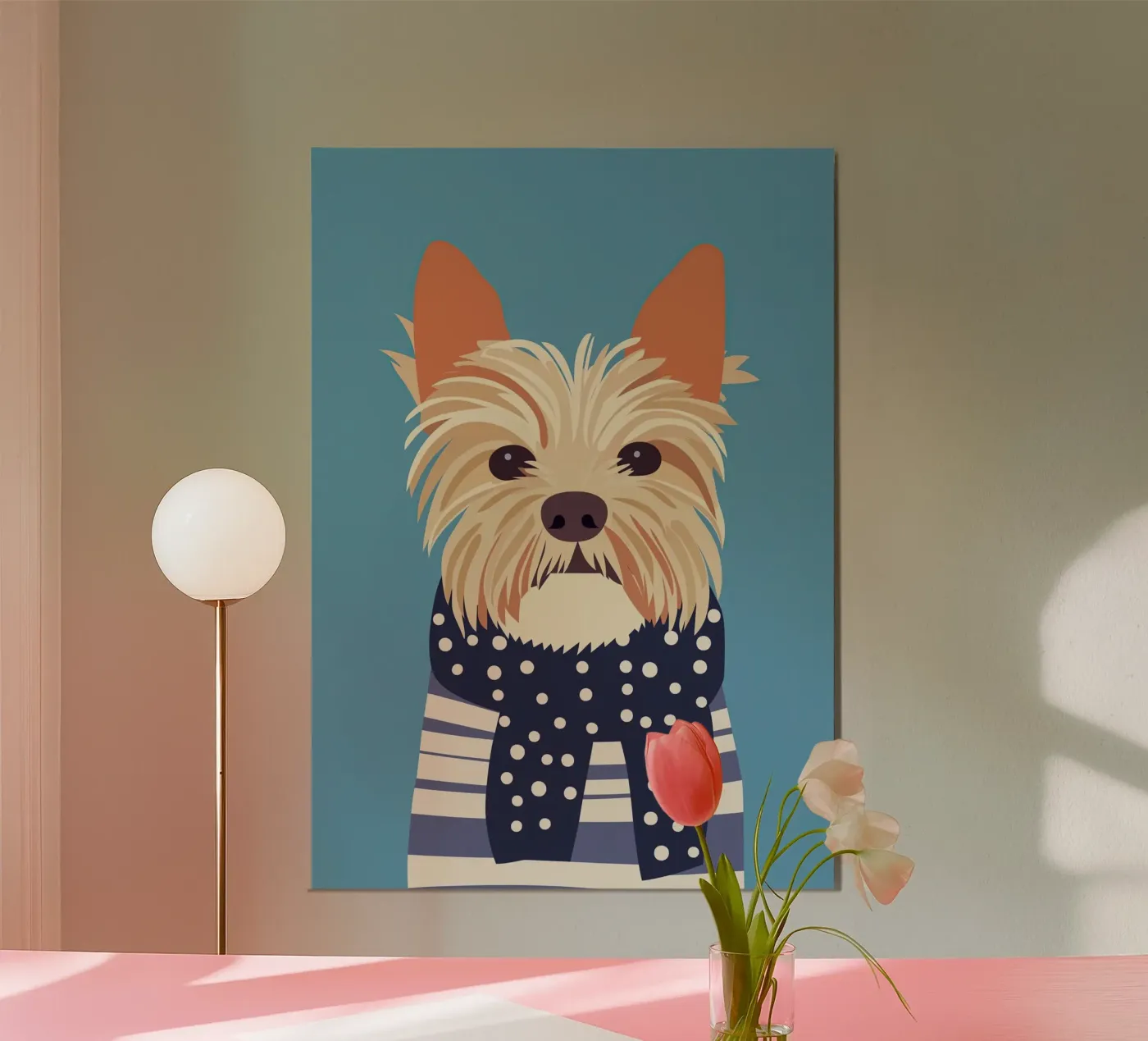 Dog with scarf Alu-Dibond von Little Art Lab