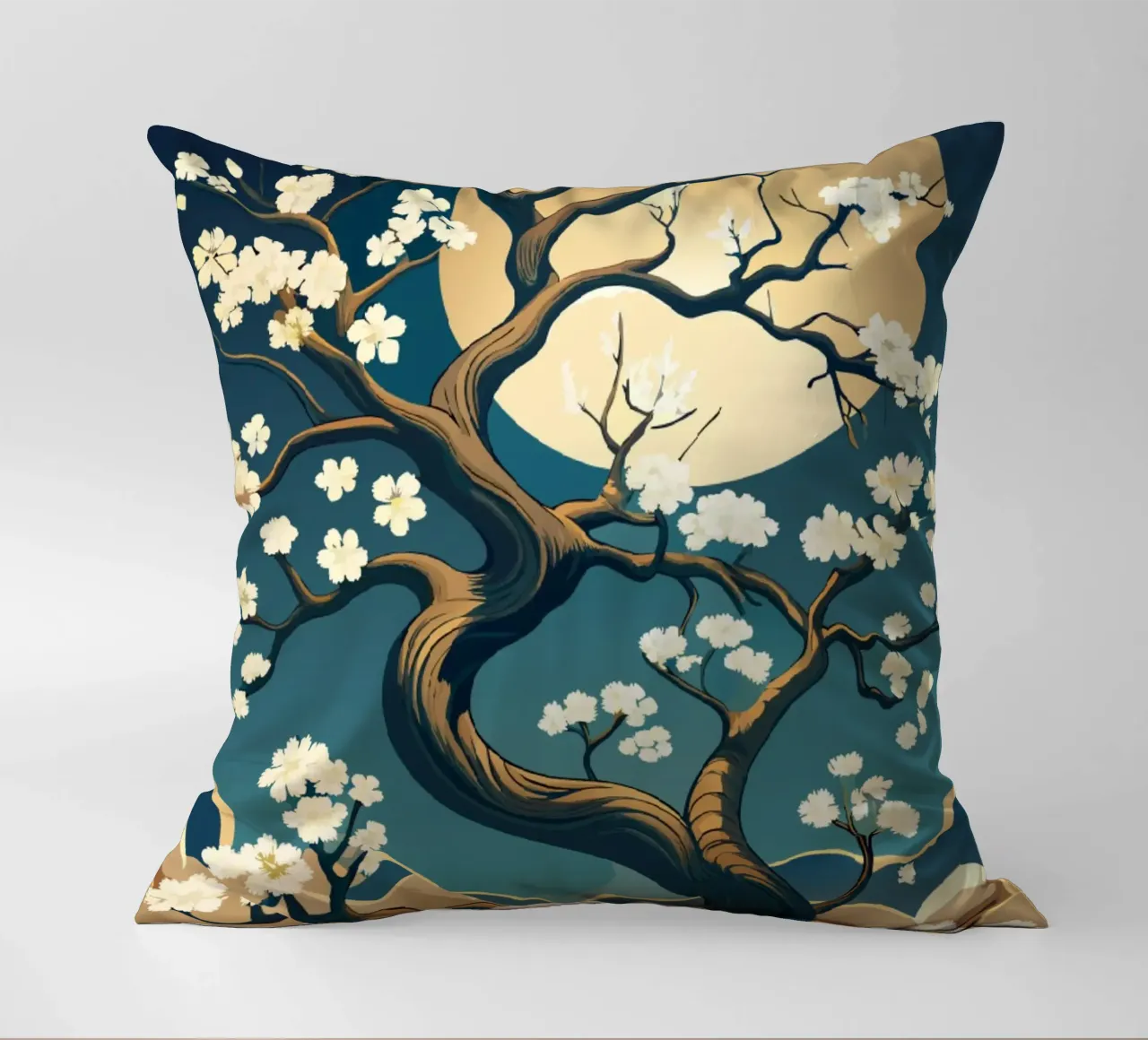 Fiore di luna: Un tranquillo arazzo di natura cuscino da Artistic-shop