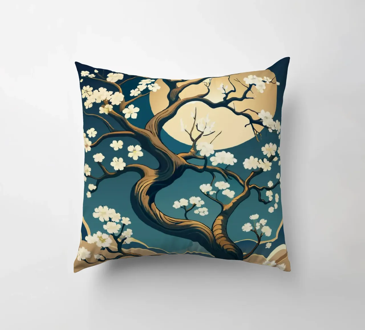 Fiore di luna: Un tranquillo arazzo di natura cuscino da Artistic-shop