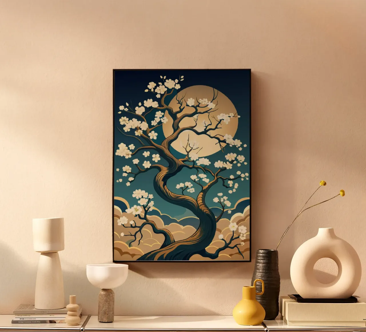 Fiore di luna: Un tranquillo arazzo di natura plexiglass da Artistic-shop