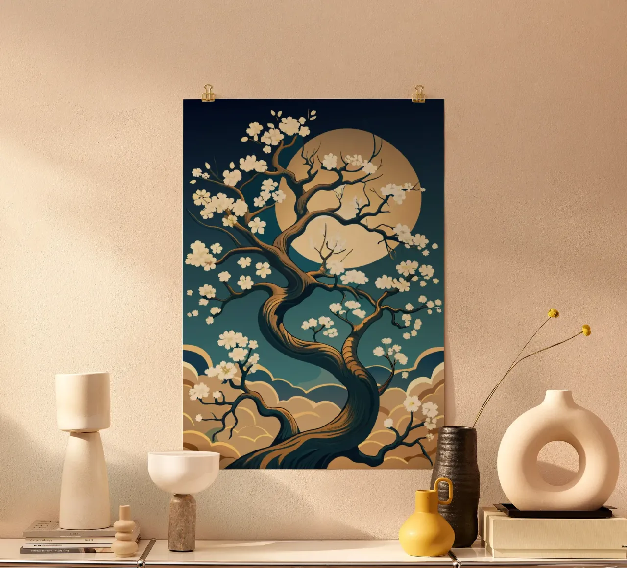 Moonlit Blossom: A Tranquil Tapestry of Nature hahnemühle by Artistic-shop