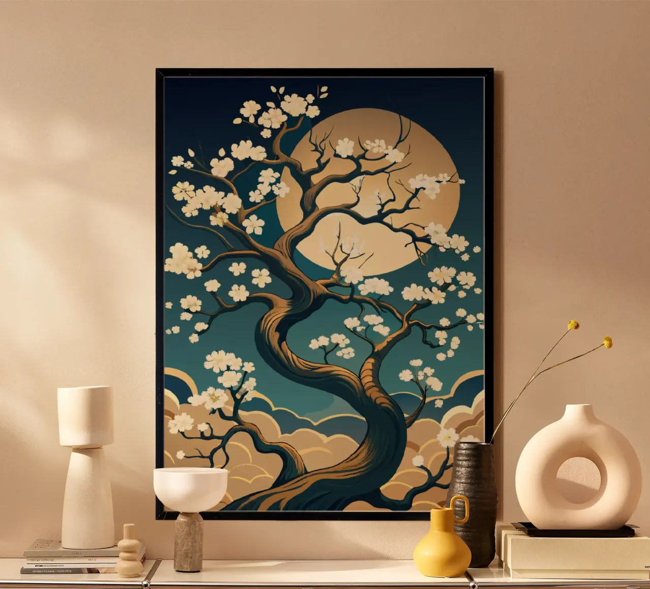 Moonlit Blossom: A Tranquil Tapestry of Nature hahnemühle by Artistic-shop