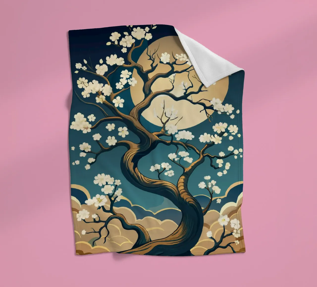 Fiore di luna: Un tranquillo arazzo di natura coperta in pile da Artistic-shop