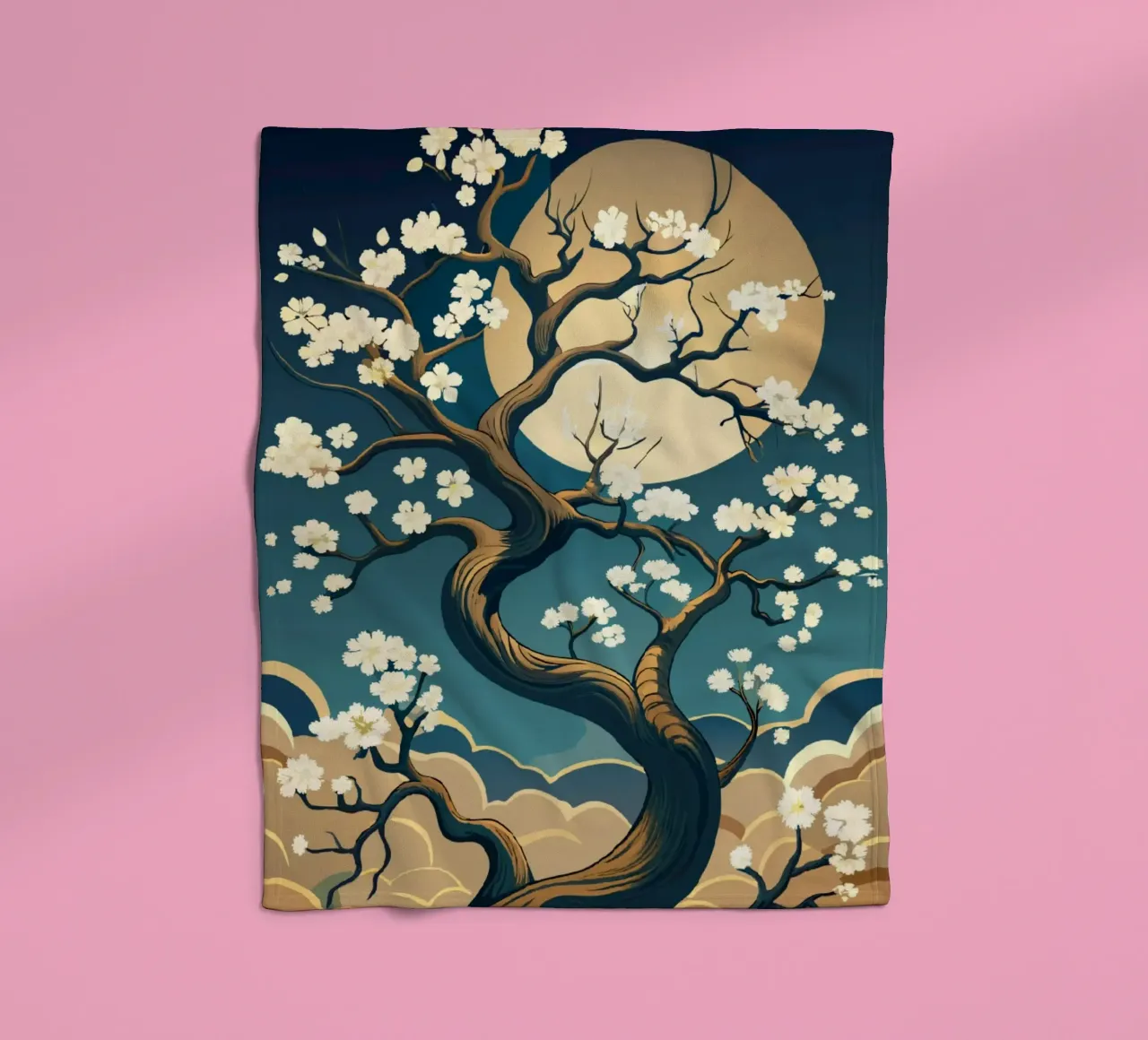 Fiore di luna: Un tranquillo arazzo di natura coperta in pile da Artistic-shop
