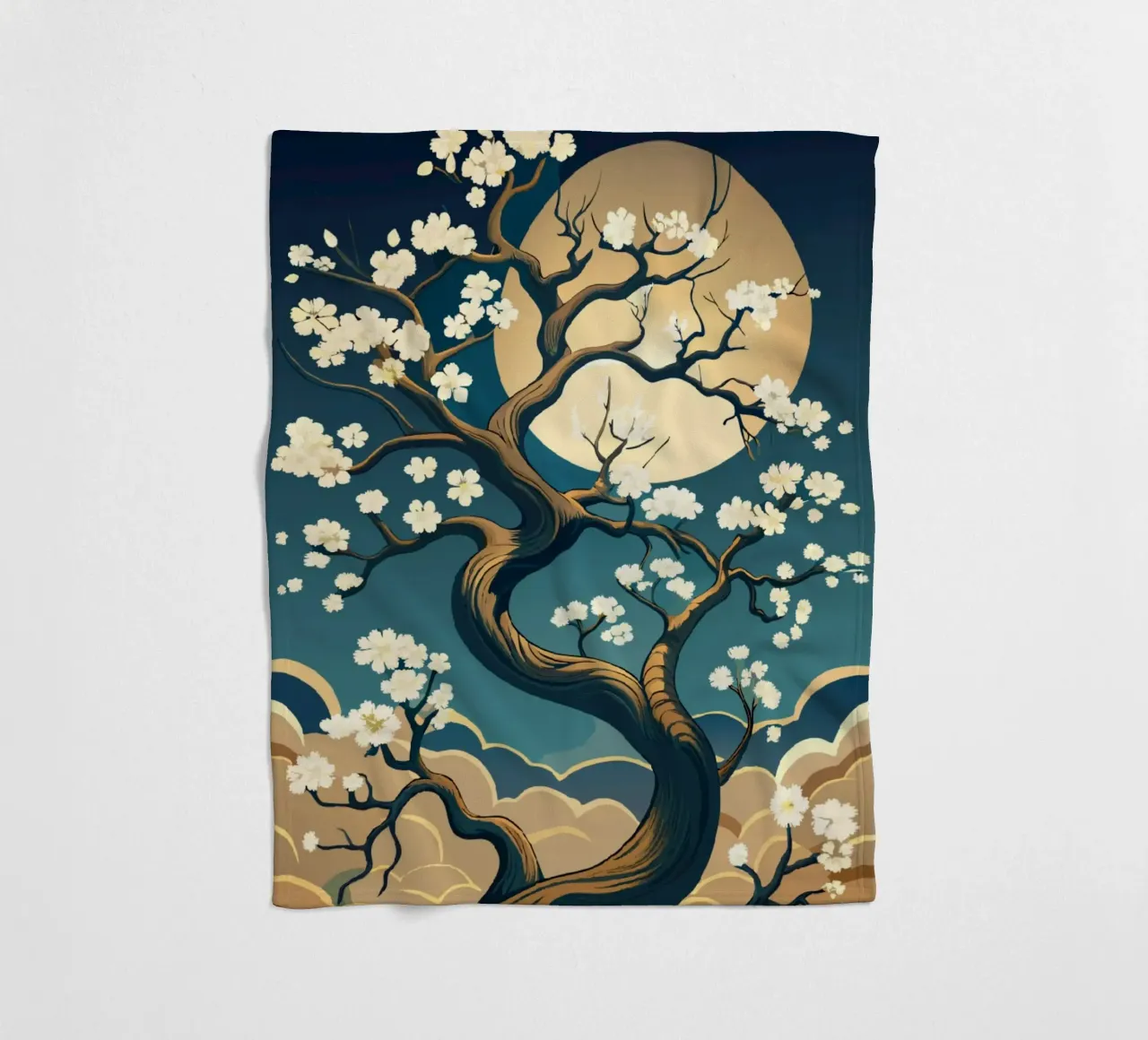 Fiore di luna: Un tranquillo arazzo di natura coperta in pile da Artistic-shop