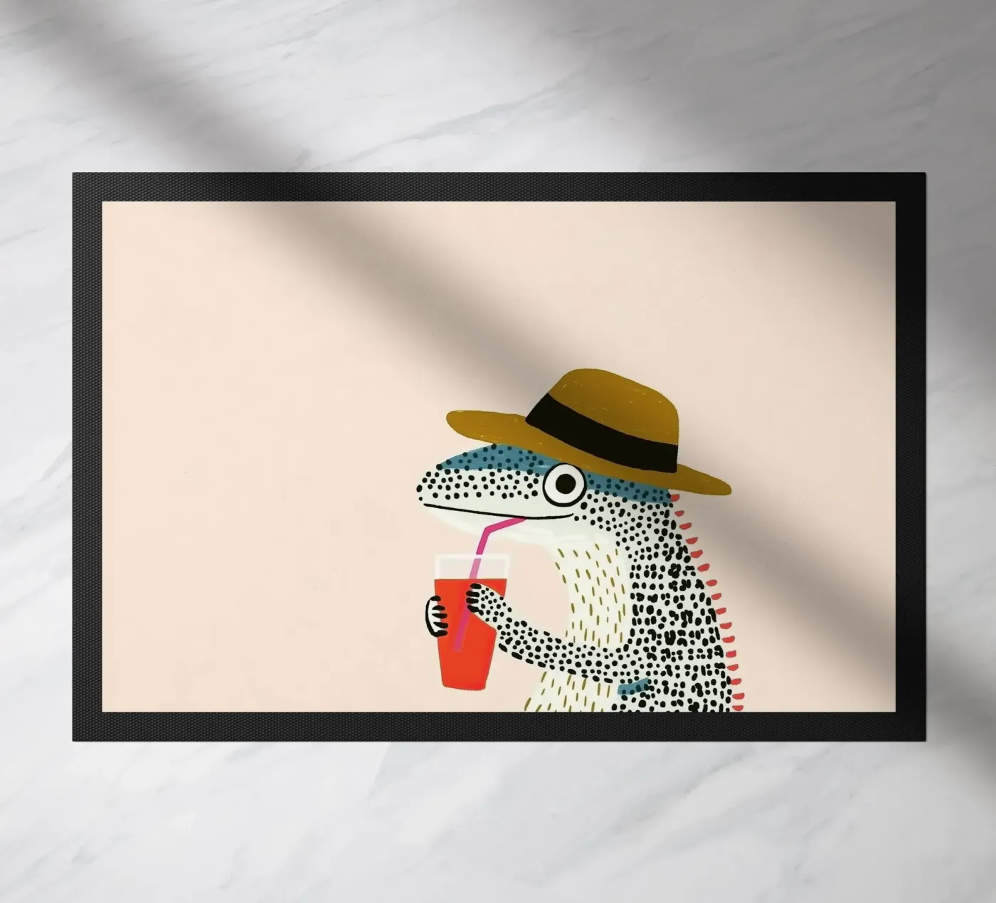 Gecko trinkt Fußmatte von Little Art Lab