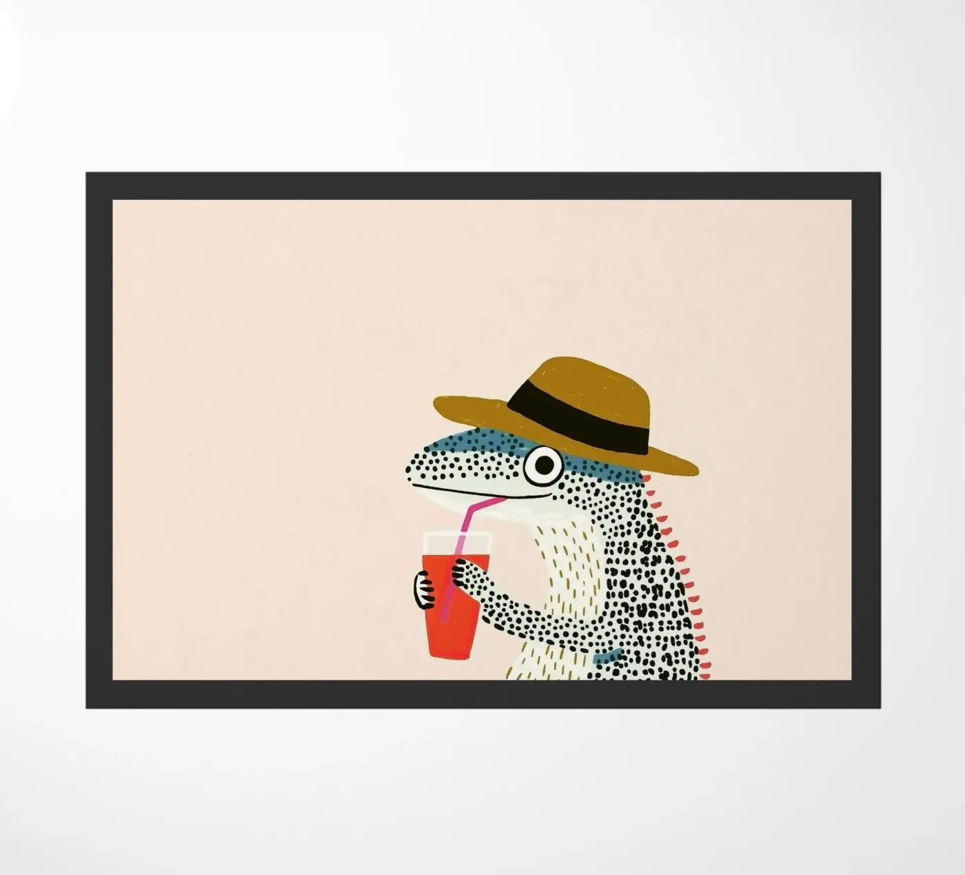 Gecko trinkt Fußmatte von Little Art Lab