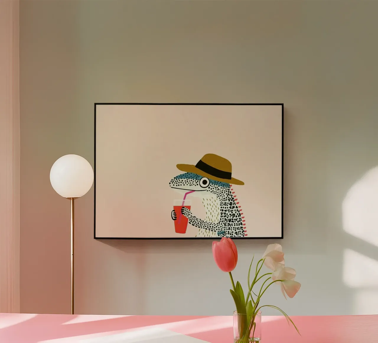 Gecko che beve plexiglass da Little Art Lab