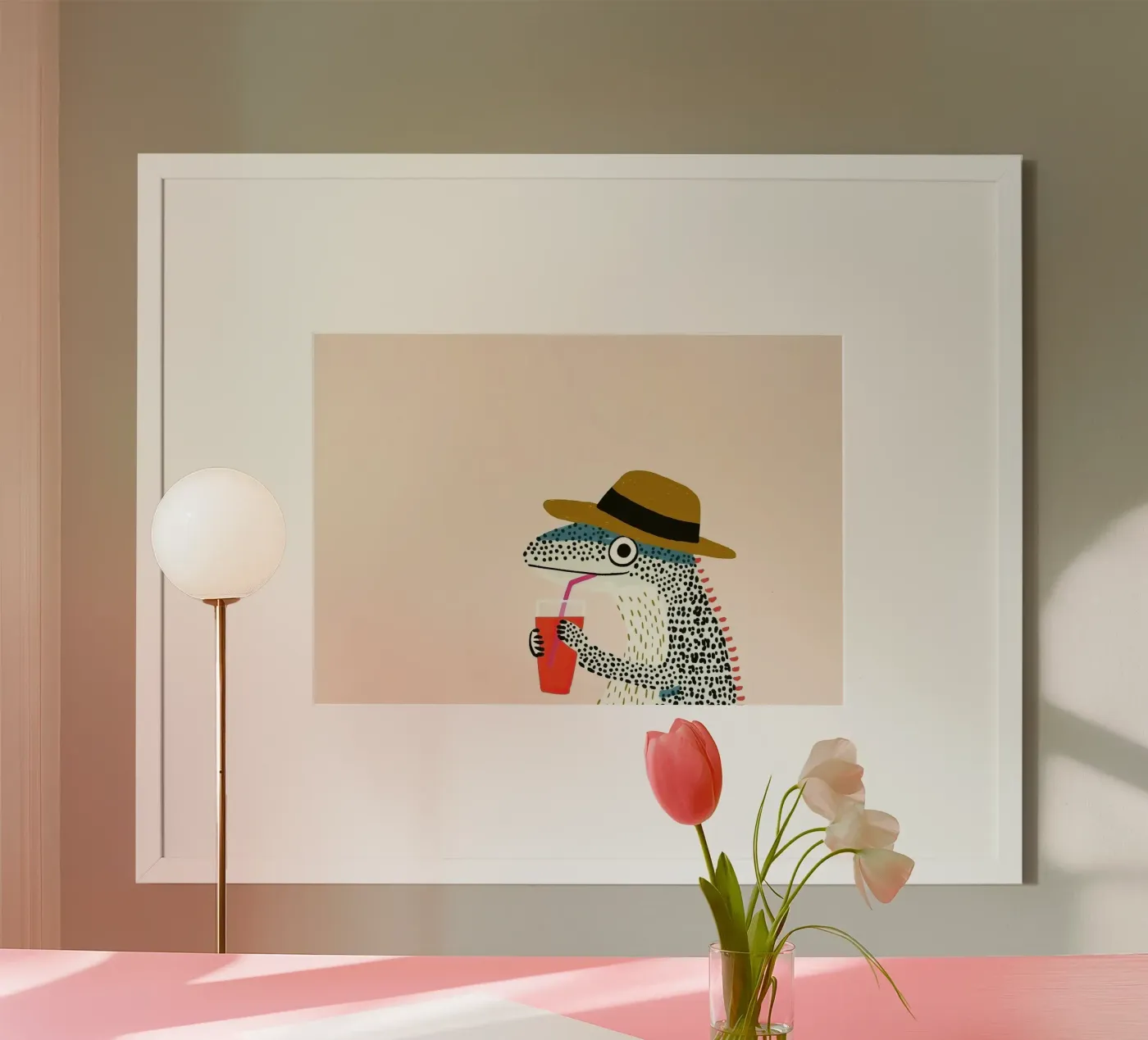 Gekko drinken poster van Little Art Lab