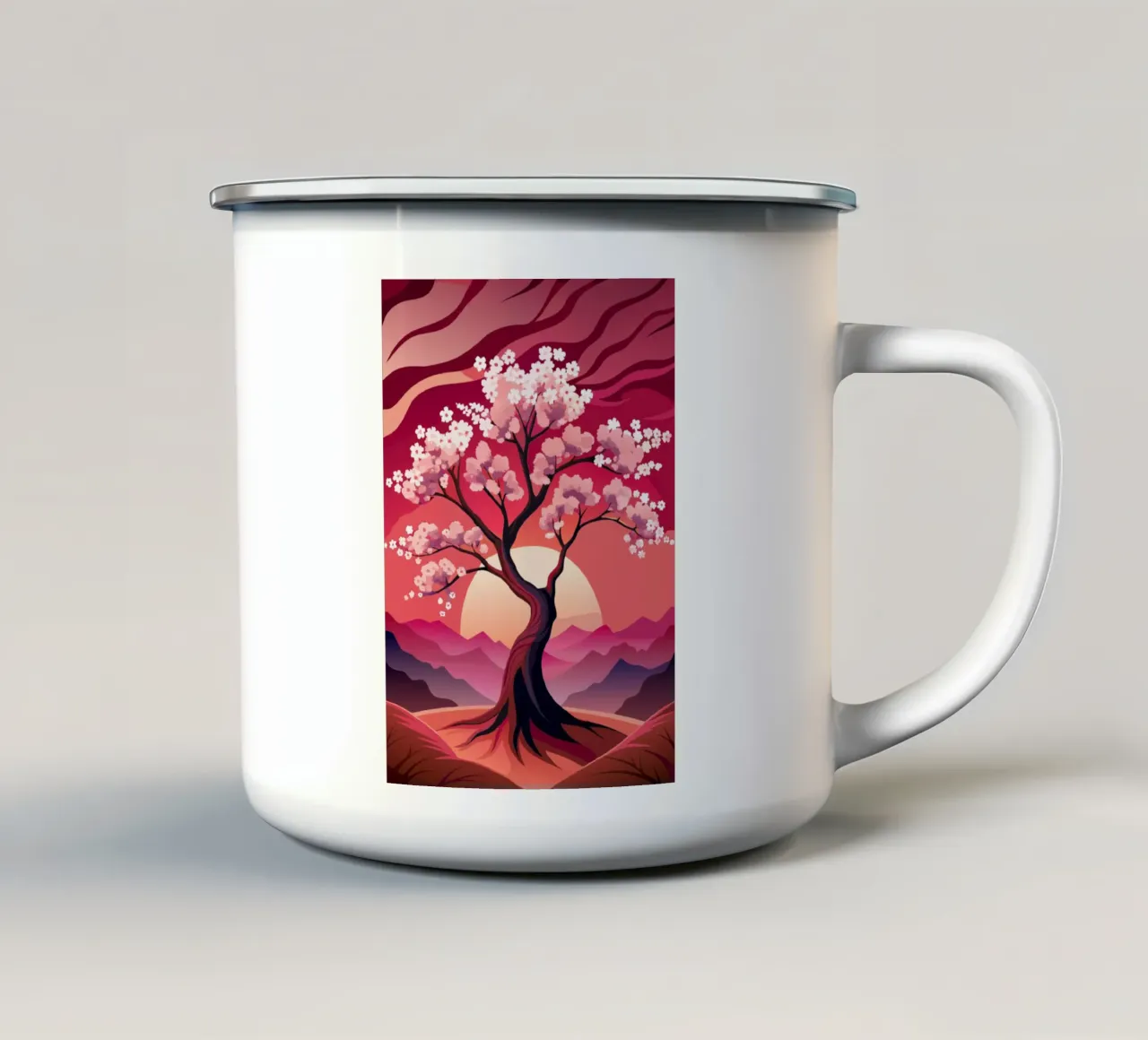 Sakura Sunset tazza in smalto da Artistic-shop