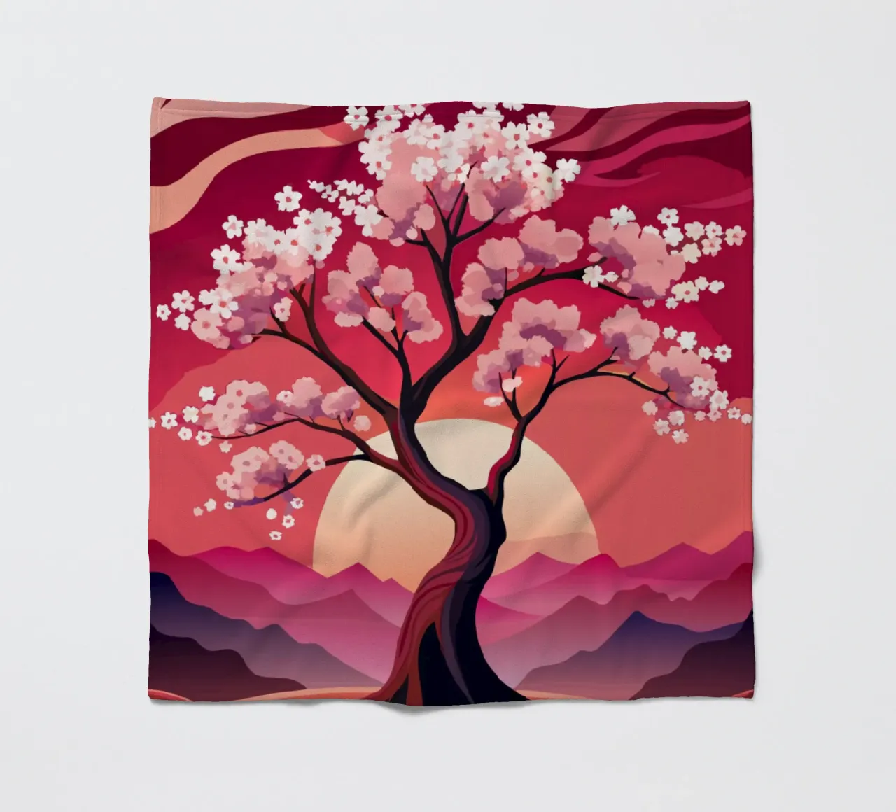 Sakura Sunset coperta in pile da Artistic-shop