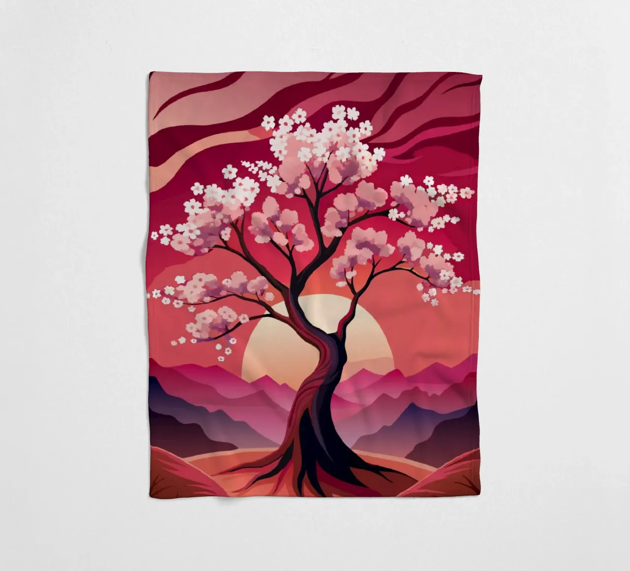 Sakura Sunset coperta in pile da Artistic-shop