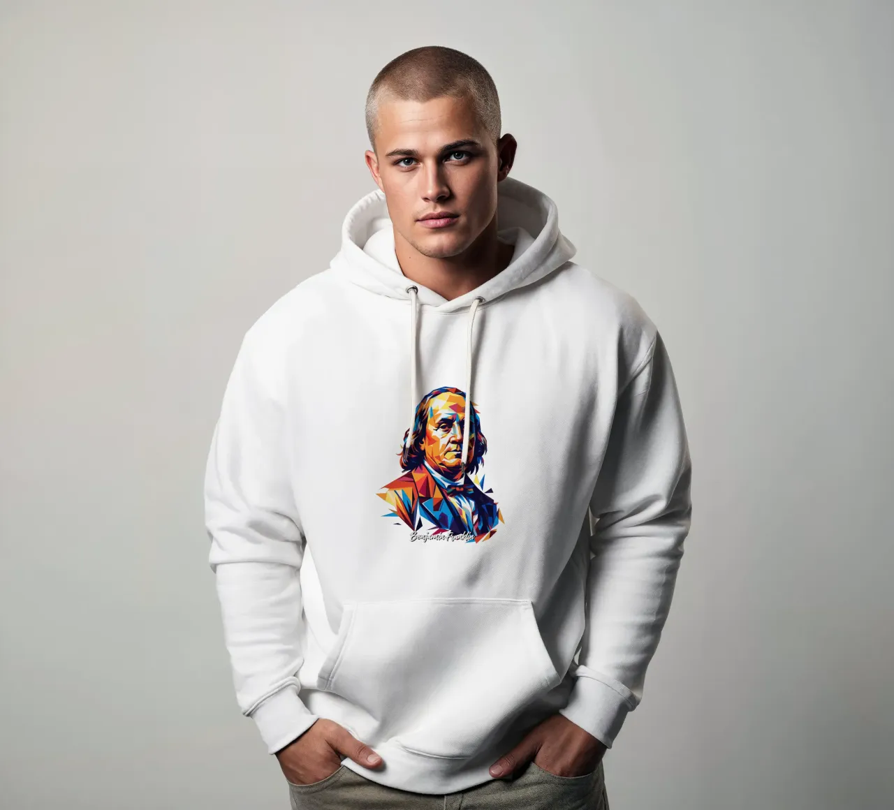 Benjamin Franklin in WPAP Pop ARt felpa con cappuccio da vectorartnesia