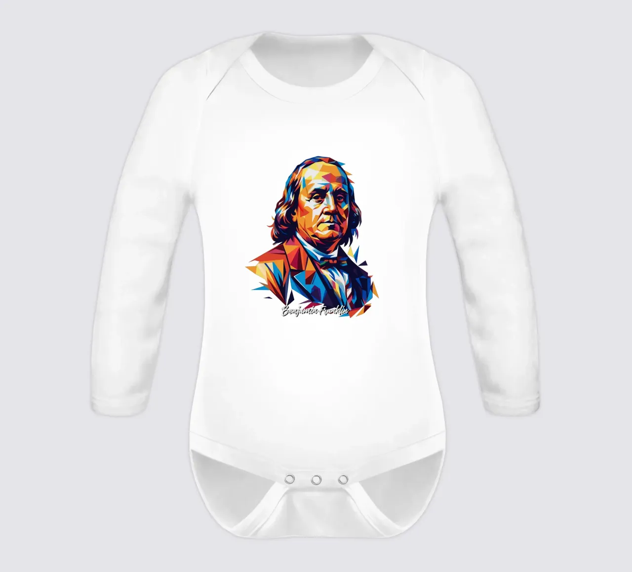 Benjamin Franklin in WPAP Pop ARt body neonato maniche lunghe da vectorartnesia