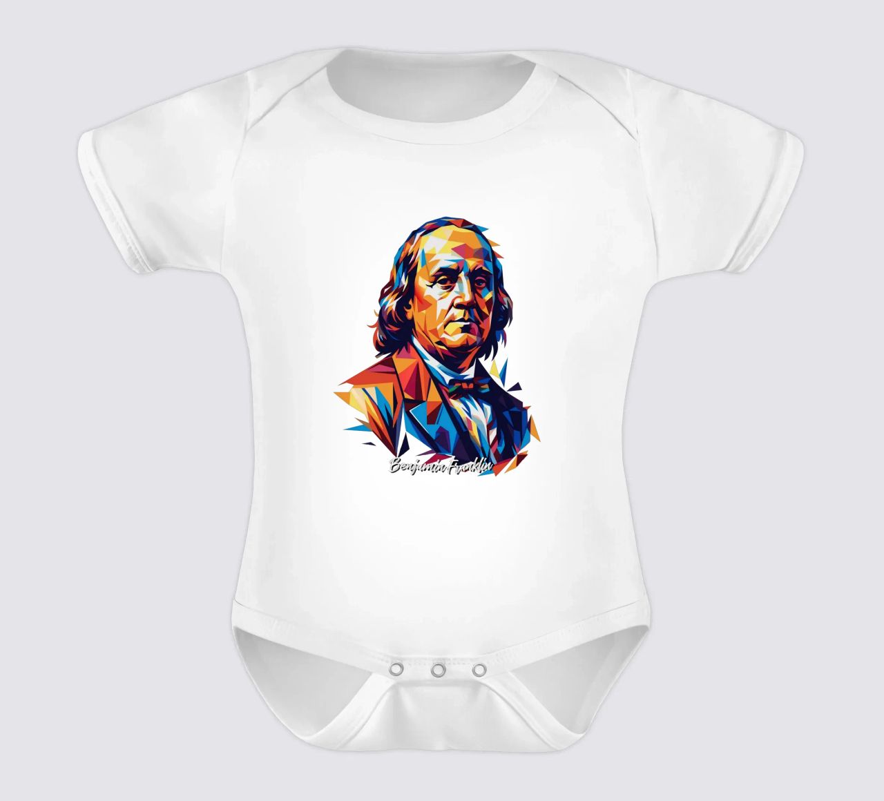 Benjamin Franklin in WPAP Pop ARt body neonato maniche corte da vectorartnesia