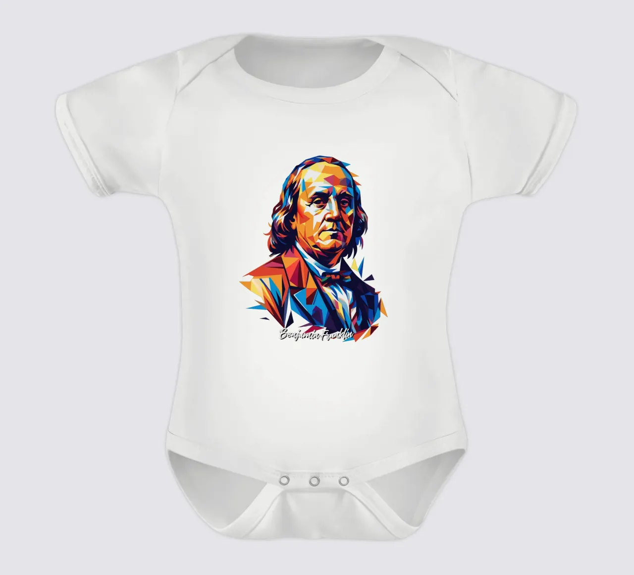 Benjamin Franklin in WPAP Pop ARt body neonato maniche corte da vectorartnesia