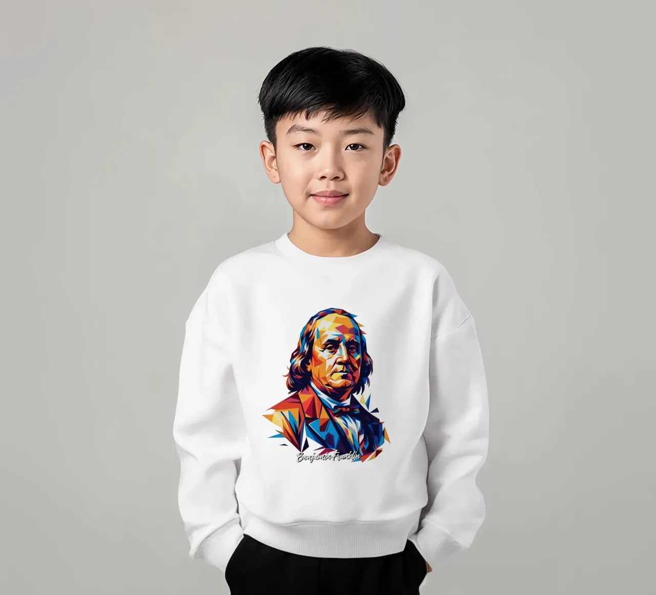 Benjamin Franklin in WPAP Pop ARt Kinder Sweatshirt von vectorartnesia
