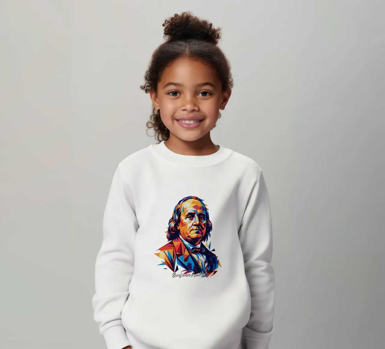 Benjamin Franklin in WPAP Pop ARt Kinder Sweatshirt von vectorartnesia