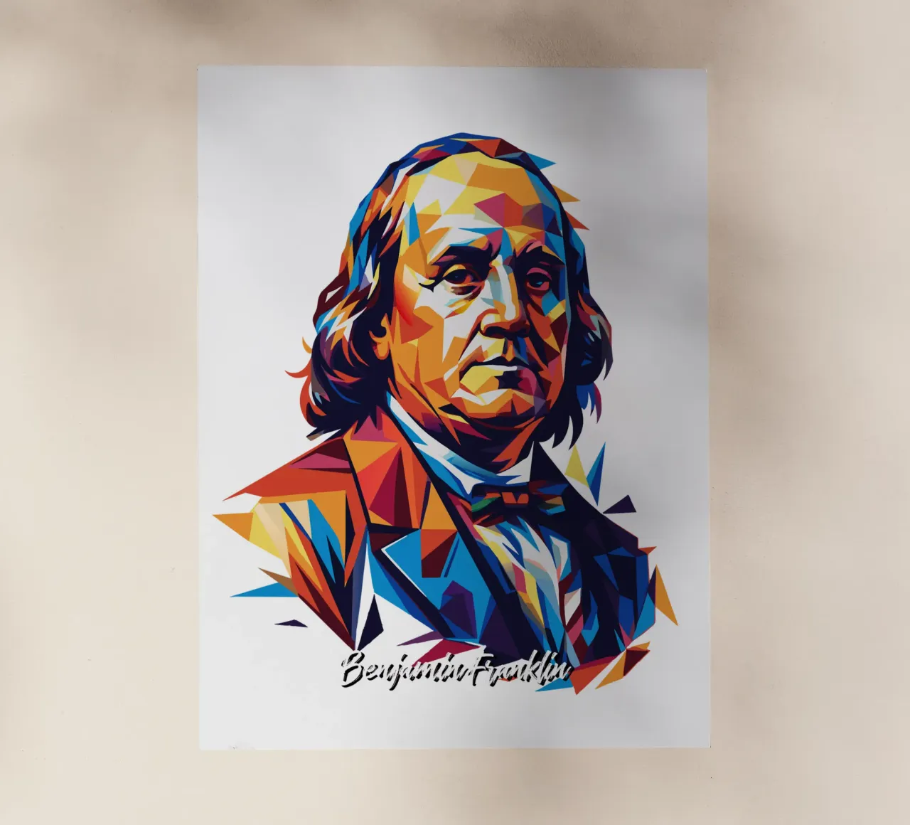 Benjamin Franklin in WPAP Pop ARt pellicola backlit da vectorartnesia