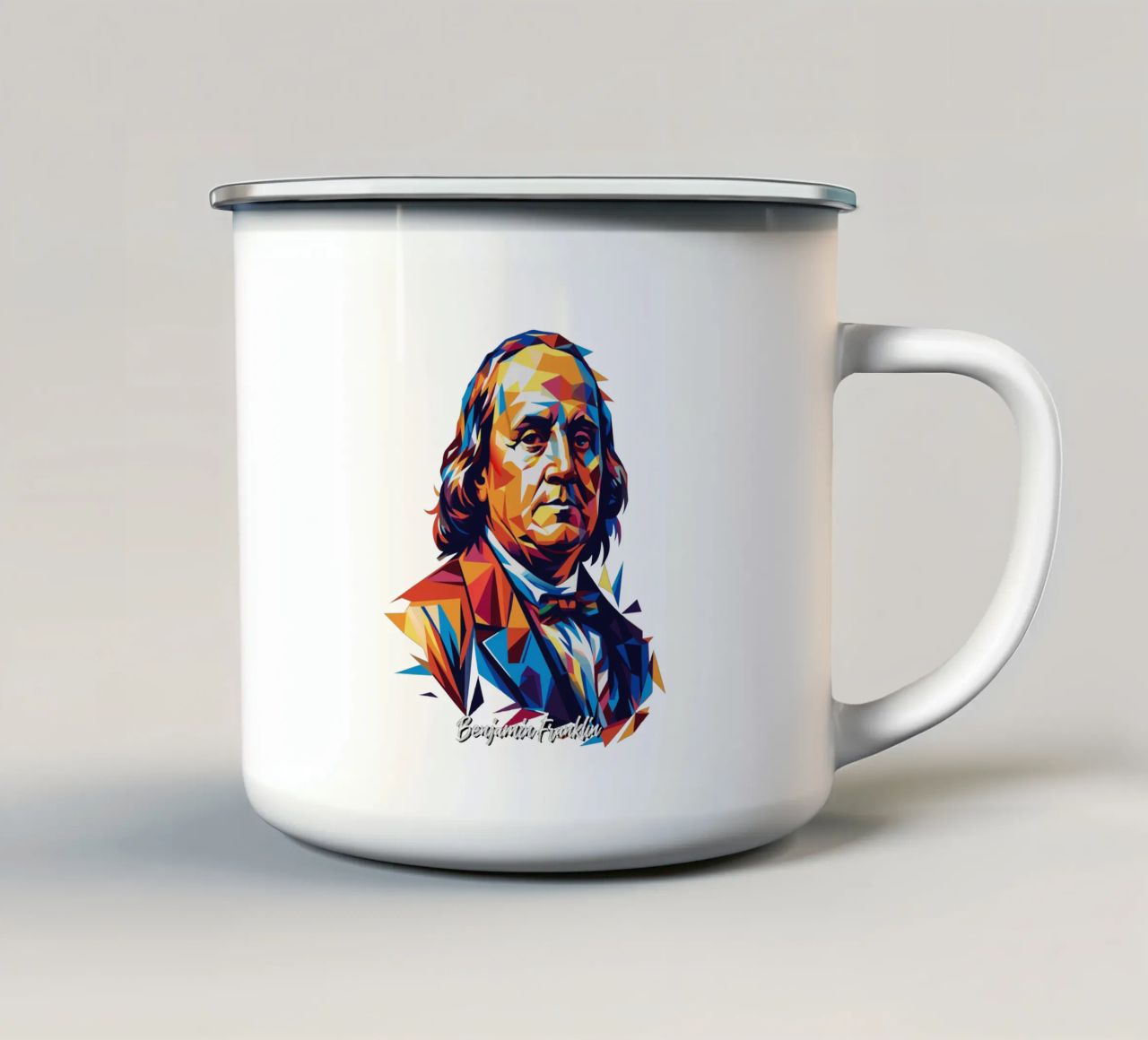 Benjamin Franklin in WPAP Pop ARt tazza in smalto da vectorartnesia
