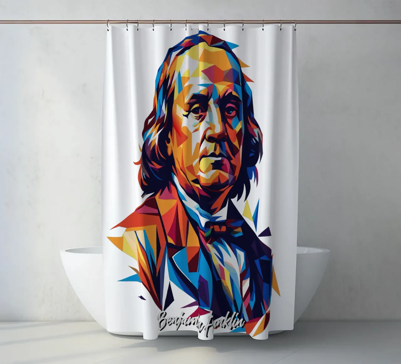 Benjamin Franklin in WPAP Pop ARt tenda da doccia da vectorartnesia