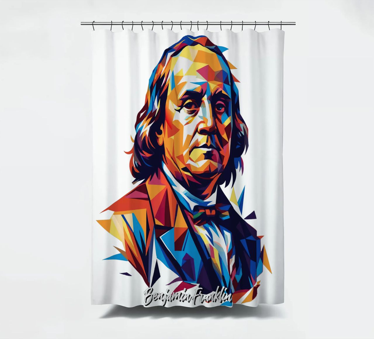 Benjamin Franklin in WPAP Pop ARt tenda da doccia da vectorartnesia