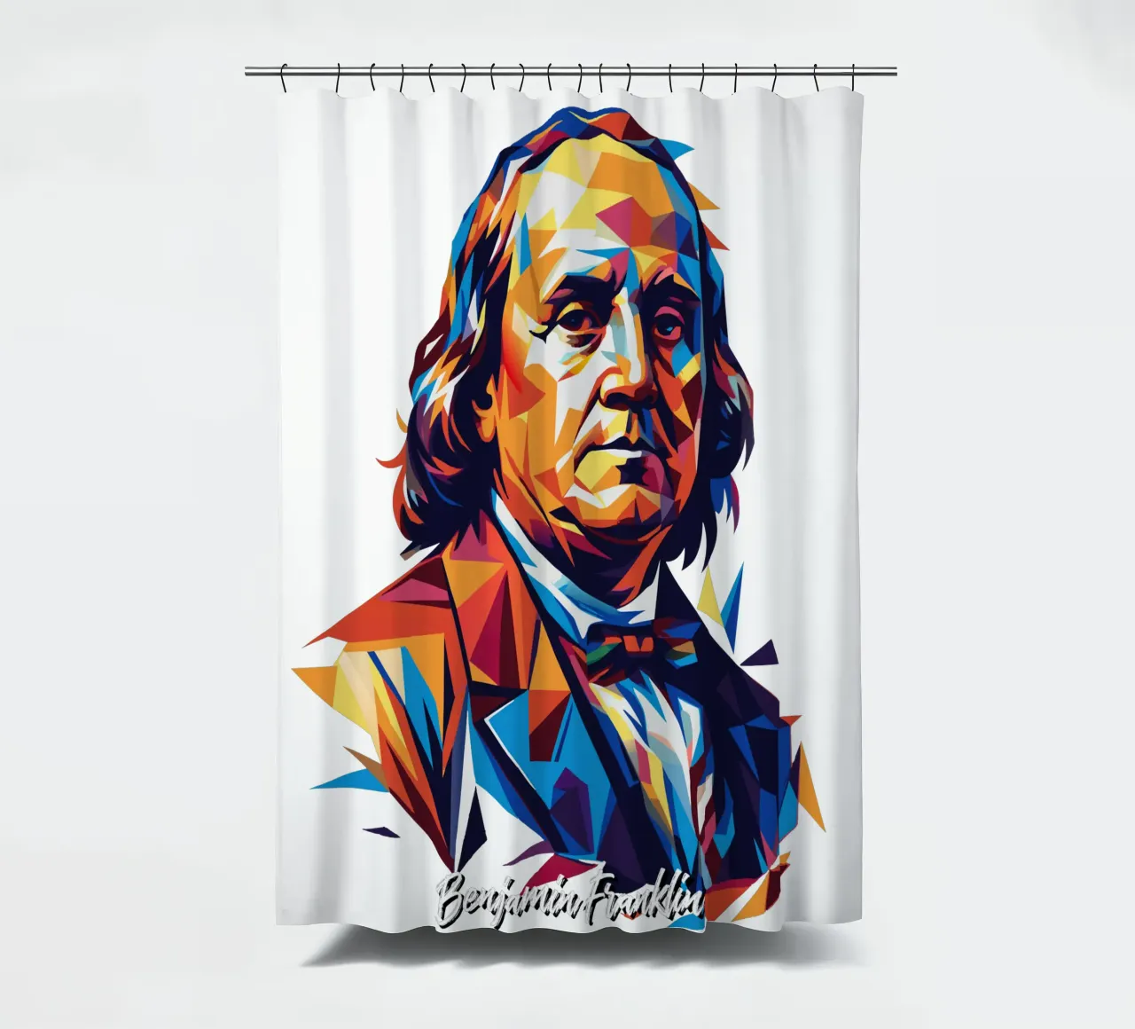 Benjamin Franklin in WPAP Pop ARt tenda da doccia da vectorartnesia