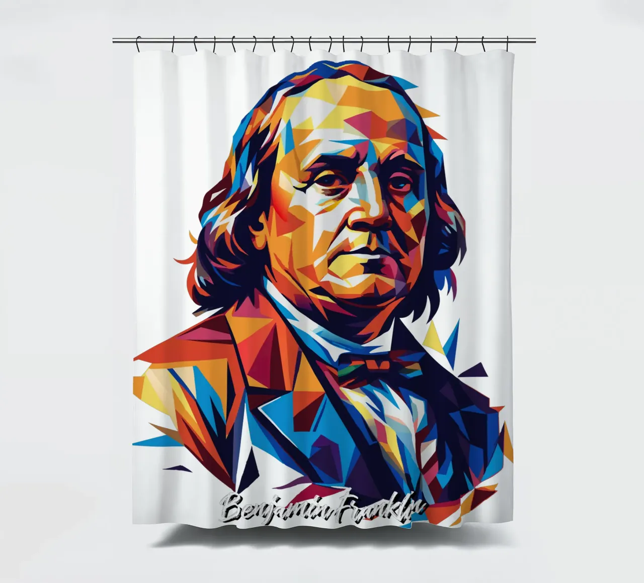 Benjamin Franklin in WPAP Pop ARt tenda da doccia da vectorartnesia