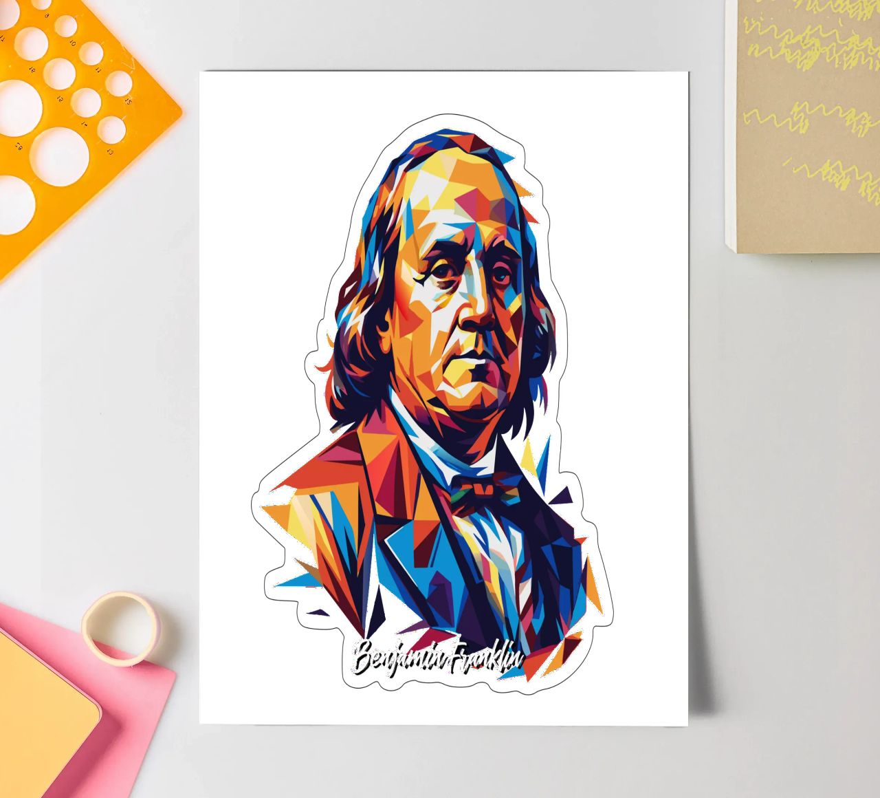 Benjamin Franklin in WPAP Pop ARt foglio adesivo da vectorartnesia