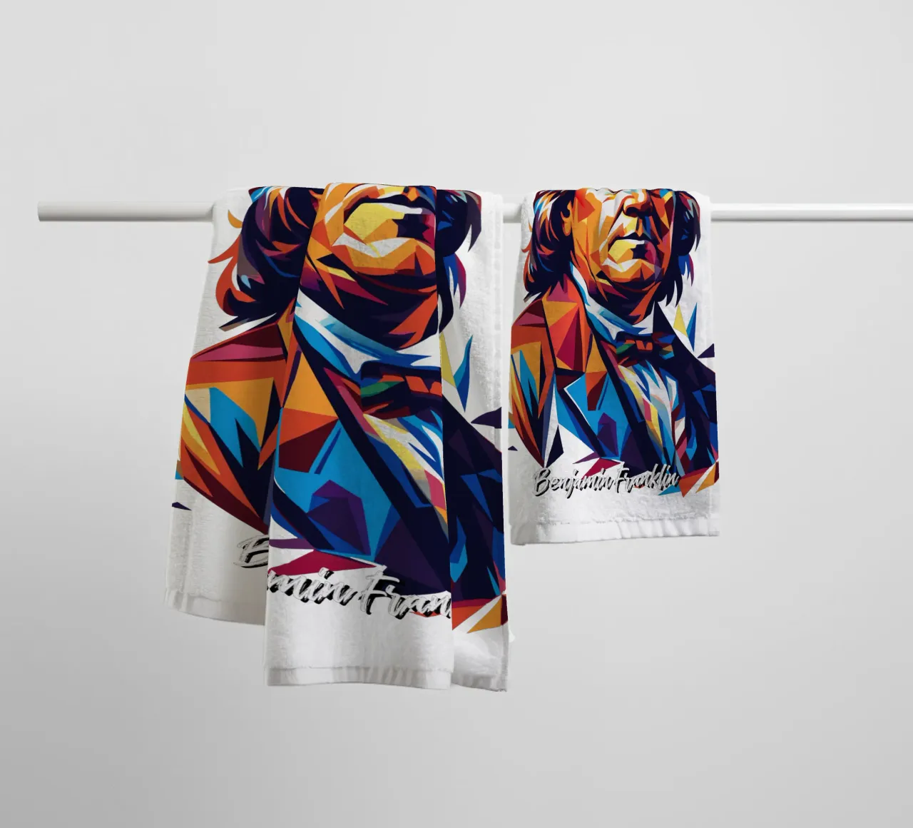 Benjamin Franklin in WPAP Pop ARt towel by vectorartnesia